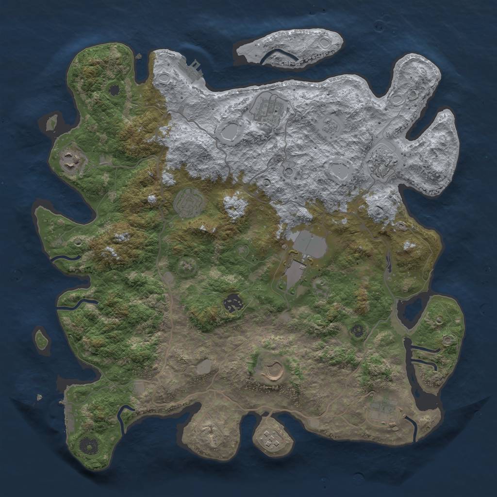 Rust Map: Procedural Map, Size: 4000, Seed: 1402593112, 18 Monuments