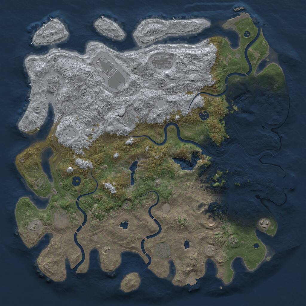 Rust Map: Procedural Map, Size: 4800, Seed: 235921915, 16 Monuments