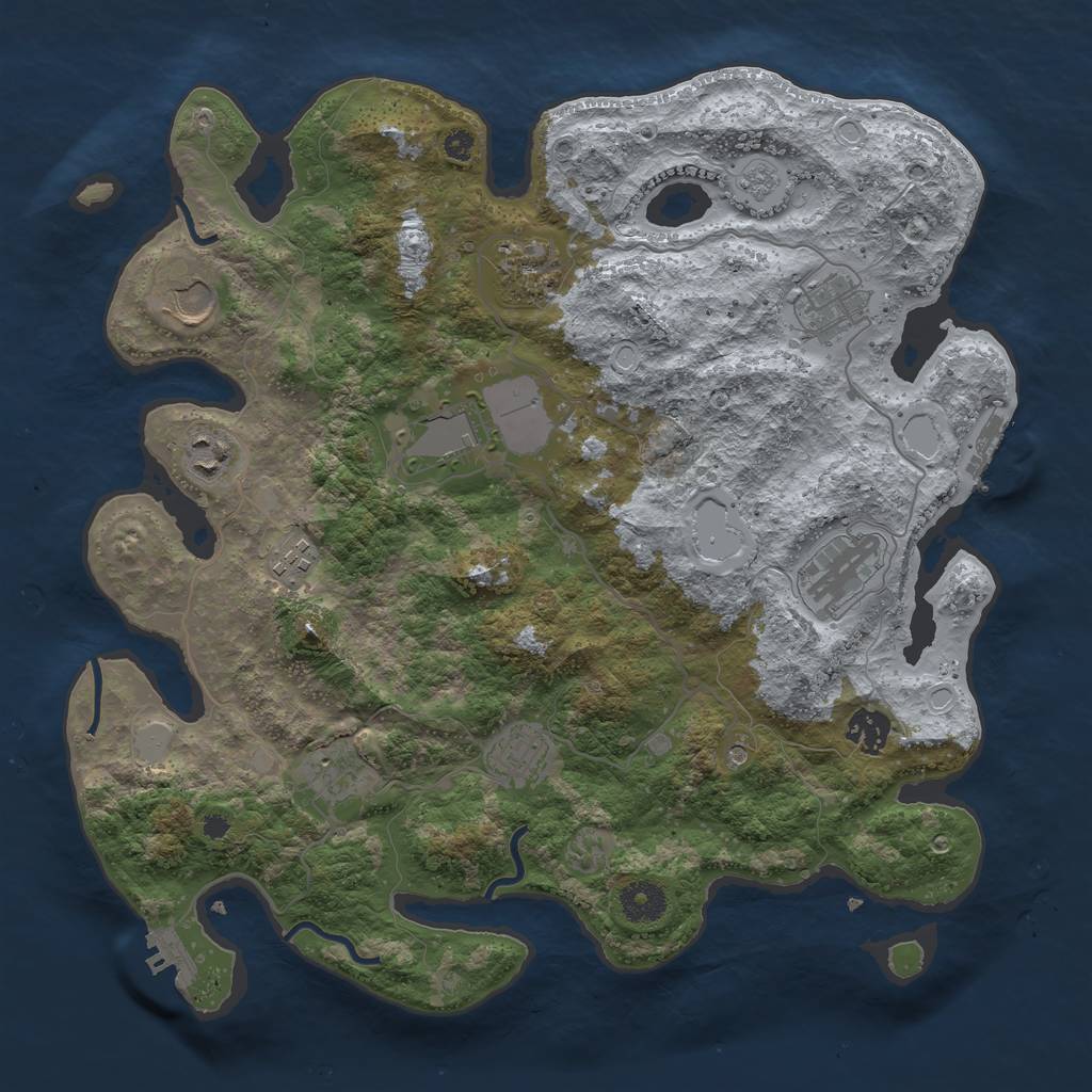 Rust Map: Procedural Map, Size: 3700, Seed: 680750778, 19 Monuments