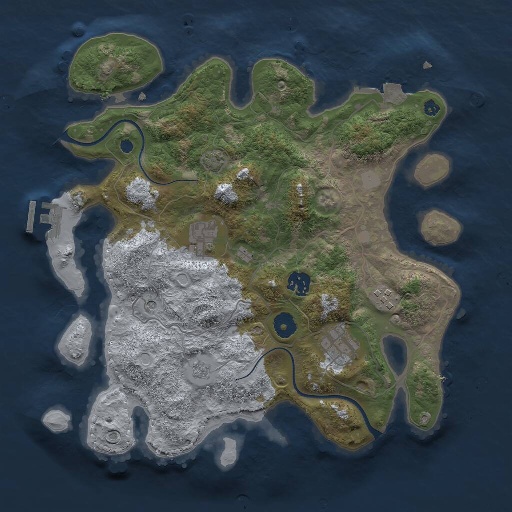 Rust Map: Procedural Map, Size: 3250, Seed: 69843522, 9 Monuments