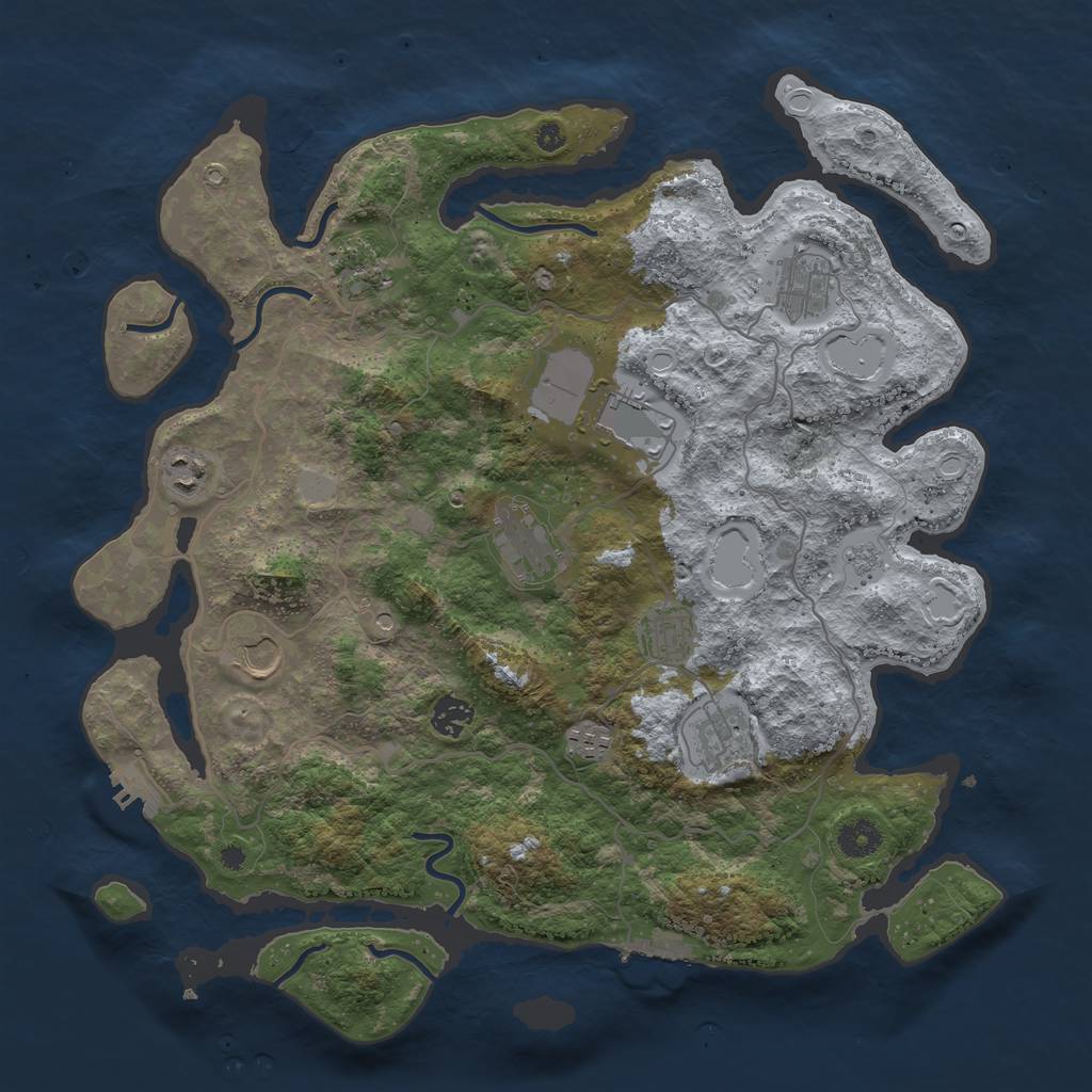Rust Map: Procedural Map, Size: 4000, Seed: 517168438, 19 Monuments