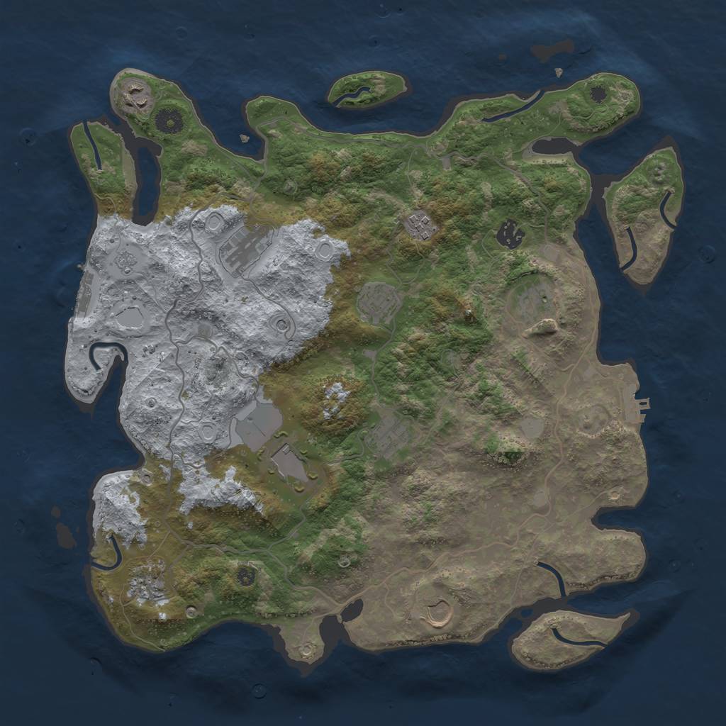 Rust Map: Procedural Map, Size: 4000, Seed: 233606336, 19 Monuments