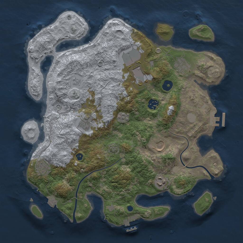 Rust Map: Procedural Map, Size: 3500, Seed: 69567315, 14 Monuments