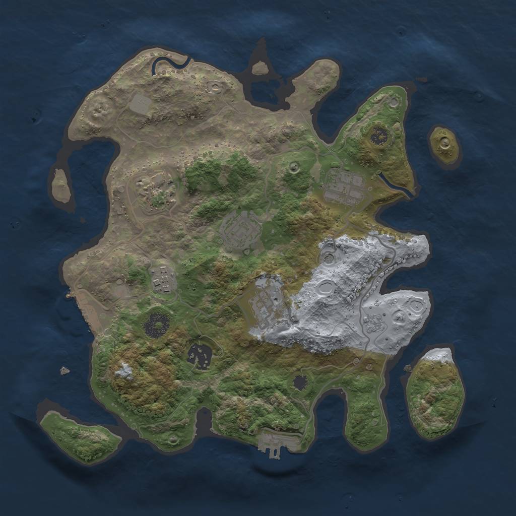Rust Map: Procedural Map, Size: 3000, Seed: 8870, 15 Monuments