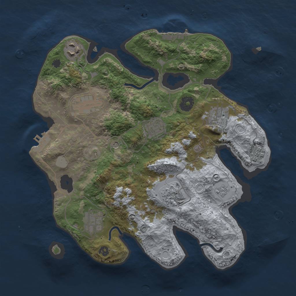 Rust Map: Procedural Map, Size: 3000, Seed: 37984, 16 Monuments