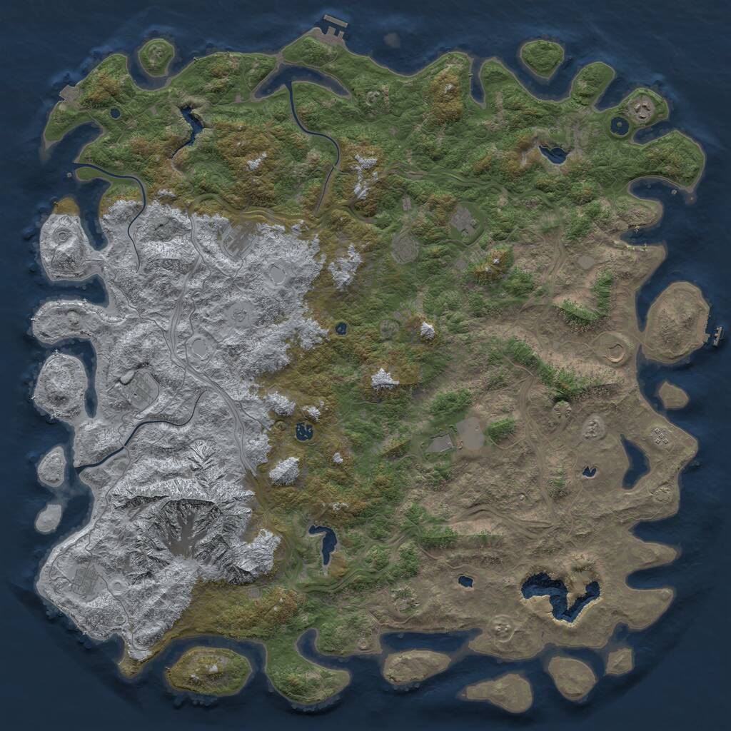 Rust Map: Procedural Map, Size: 6000, Seed: 1617643079, 17 Monuments