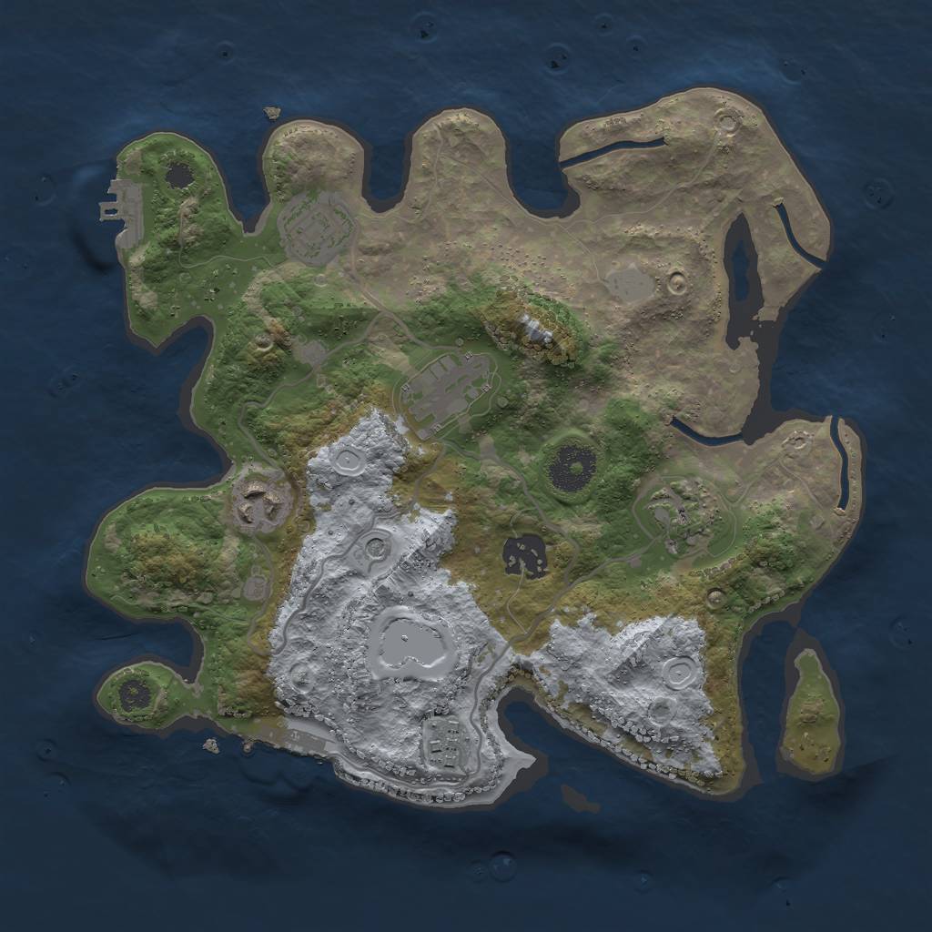 Rust Map: Procedural Map, Size: 3000, Seed: 843790463, 14 Monuments
