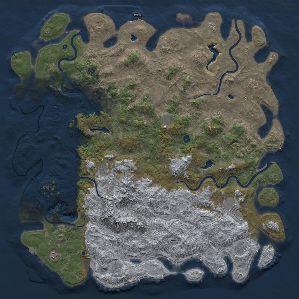 Rust Map: Procedural Map, Size: 6000, Seed: 648254, 17 Monuments