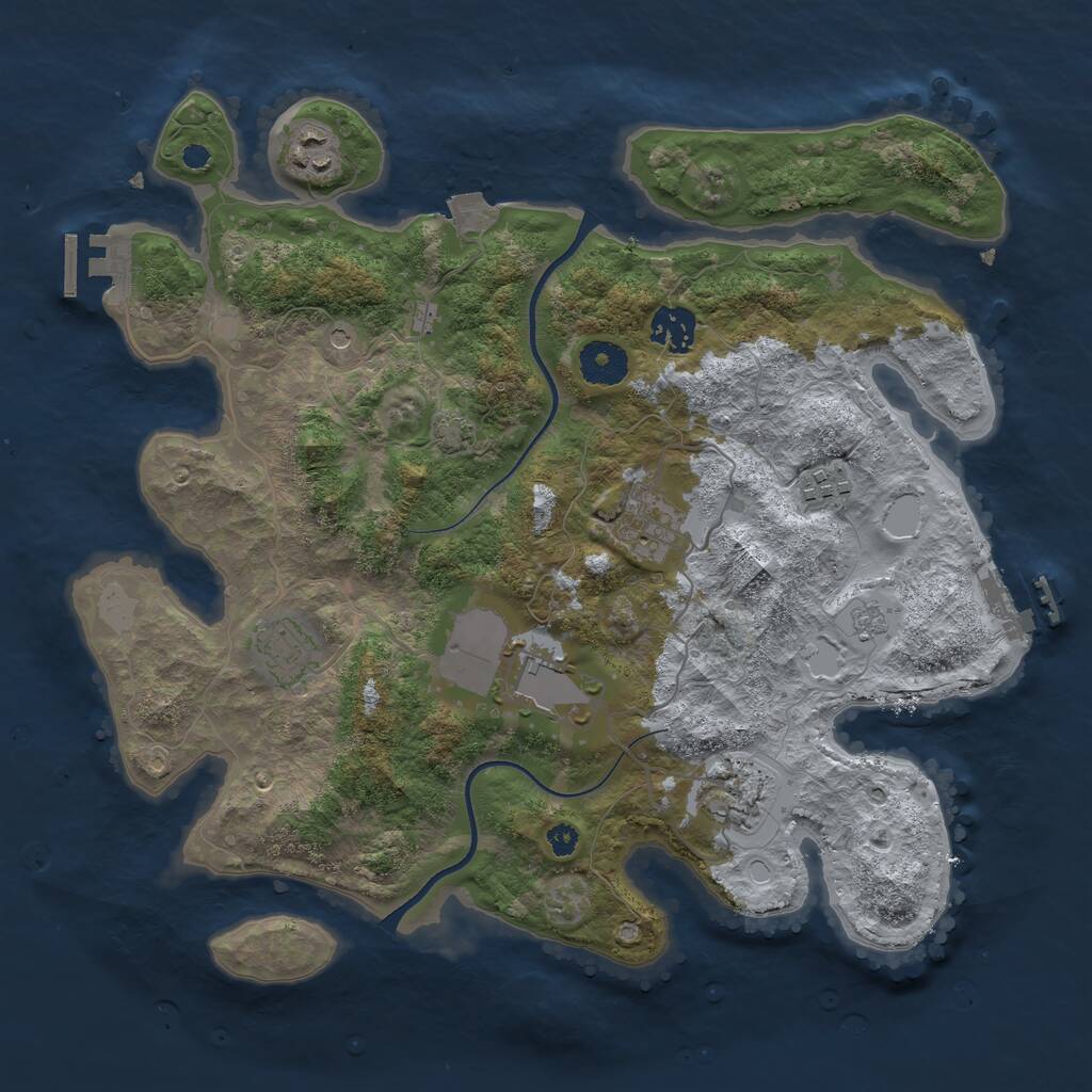 Rust Map: Procedural Map, Size: 3500, Seed: 49501842, 13 Monuments