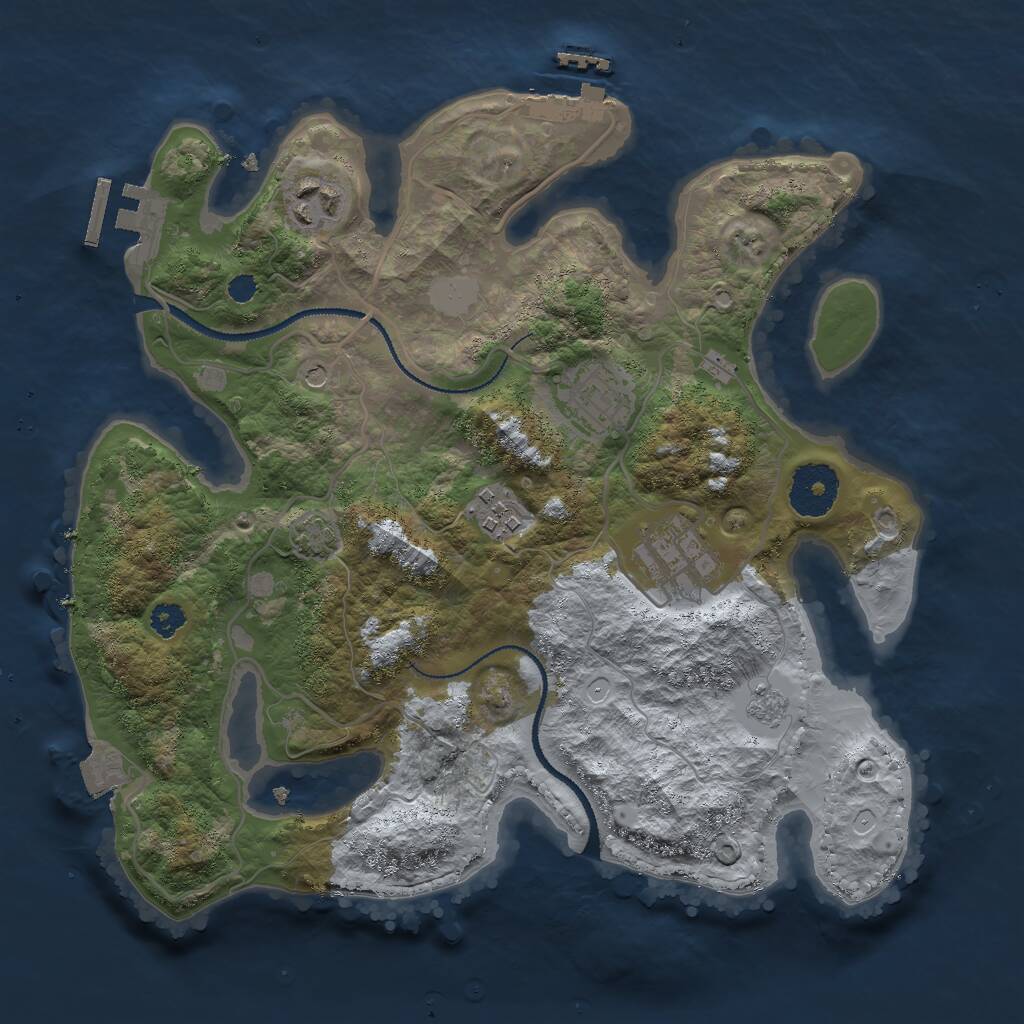 Rust Map: Procedural Map, Size: 3000, Seed: 928509540, 10 Monuments