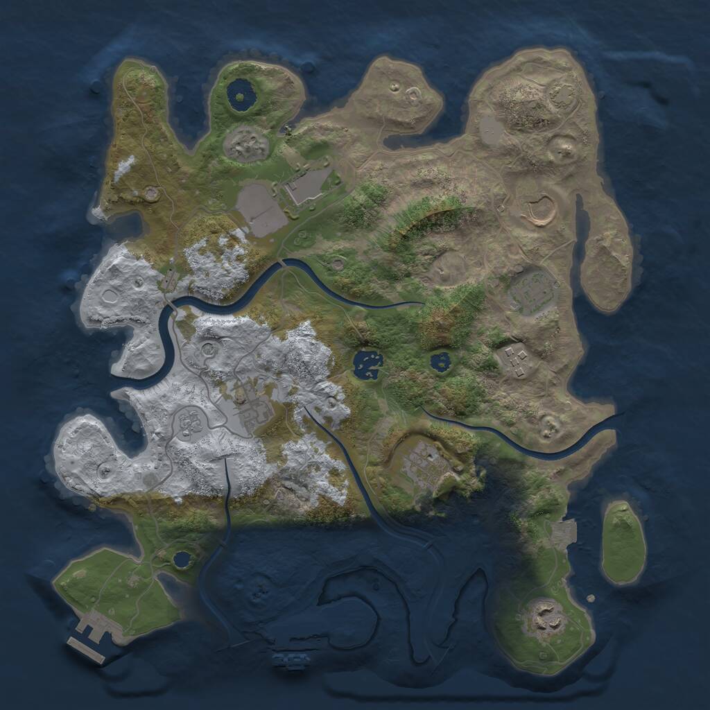 Rust Map: Procedural Map, Size: 3500, Seed: 74589, 14 Monuments