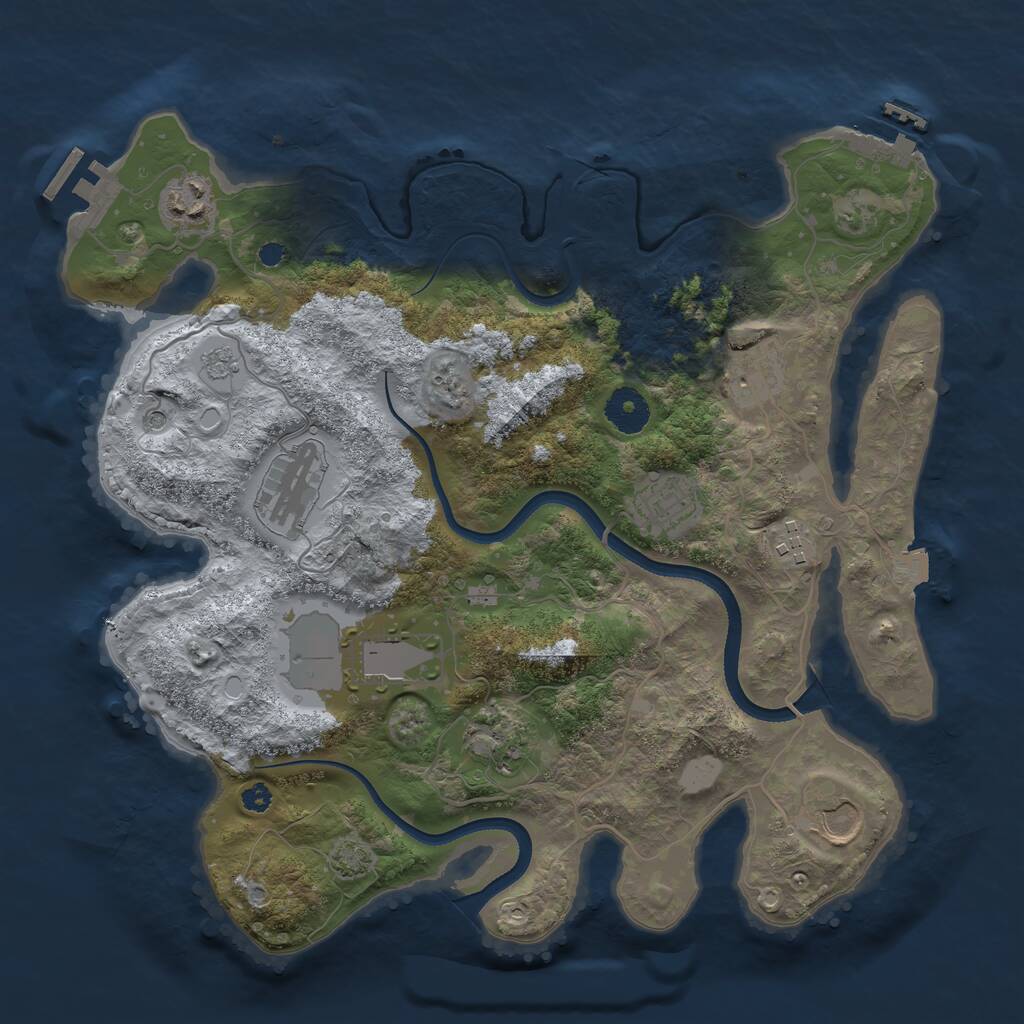 Rust Map: Procedural Map, Size: 3500, Seed: 21386539, 14 Monuments