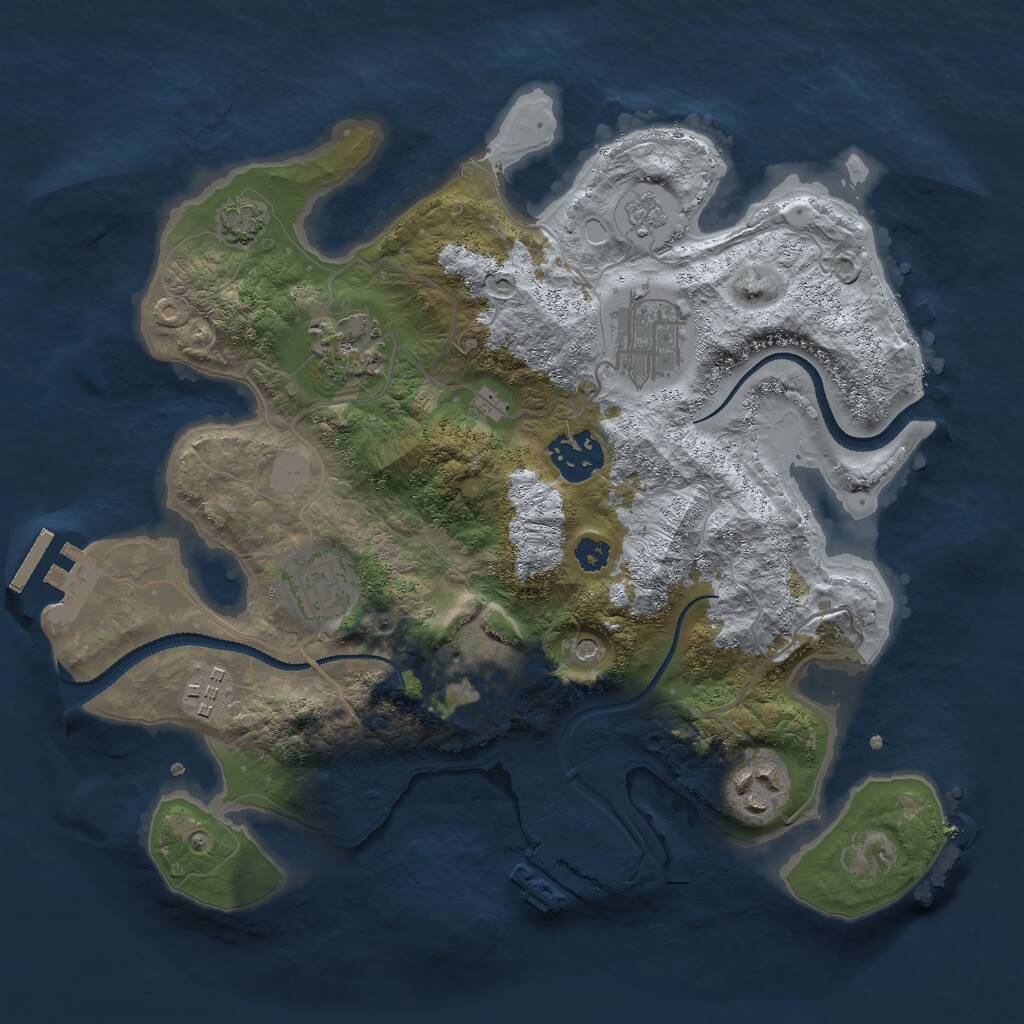 Rust Map: Procedural Map, Size: 3000, Seed: 3951780, 13 Monuments