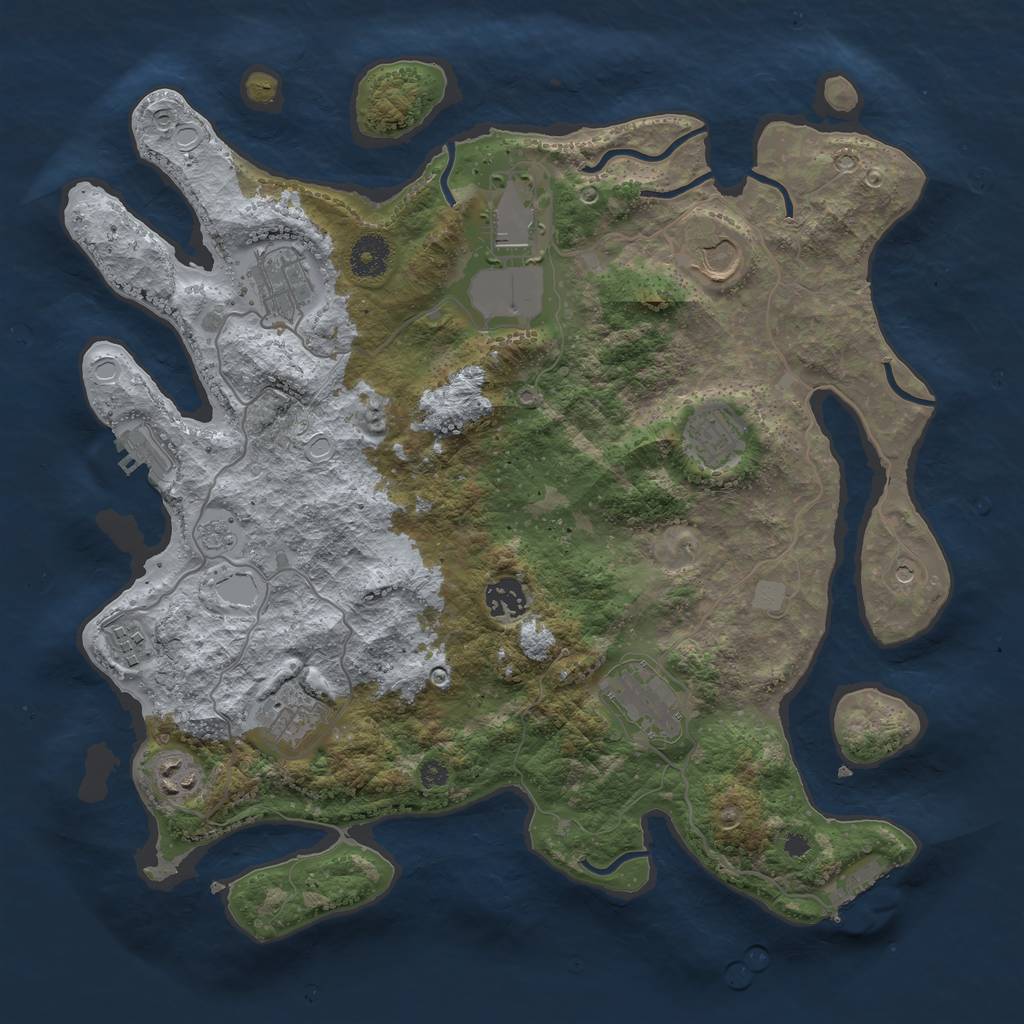 Rust Map: Procedural Map, Size: 3700, Seed: 719841780, 18 Monuments