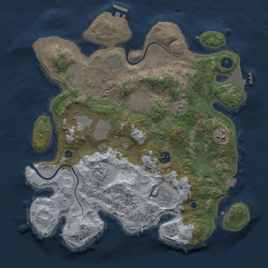 Rust Map: Procedural Map, Size: 3500, Seed: 39974625, 15 Monuments