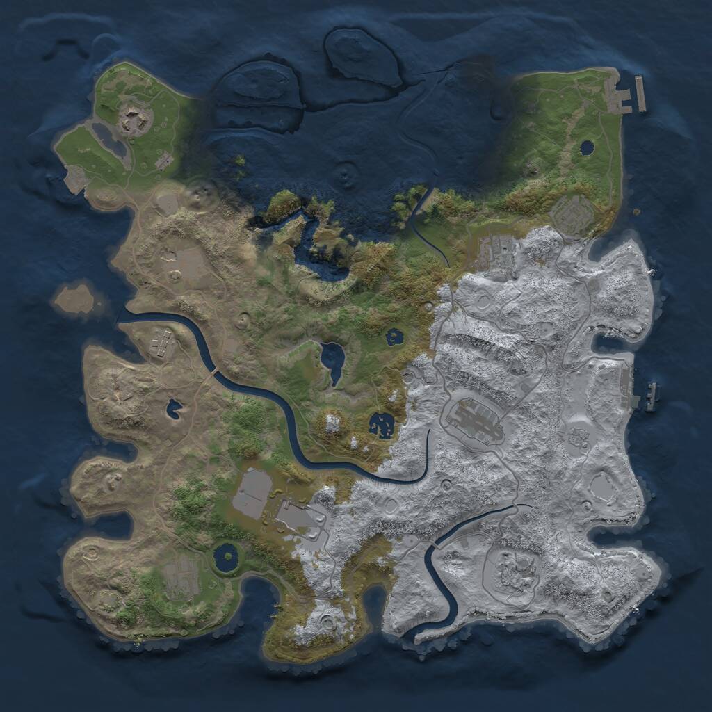 Rust Map: Procedural Map, Size: 4000, Seed: 285546, 16 Monuments