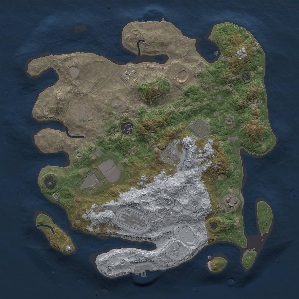 Rust Map: Procedural Map, Size: 3500, Seed: 17200, 18 Monuments