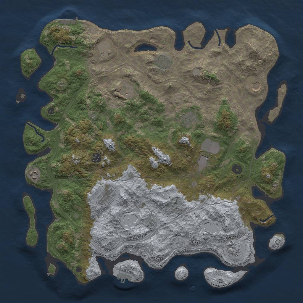 Rust Map: Procedural Map, Size: 4500, Seed: 55148722, 20 Monuments