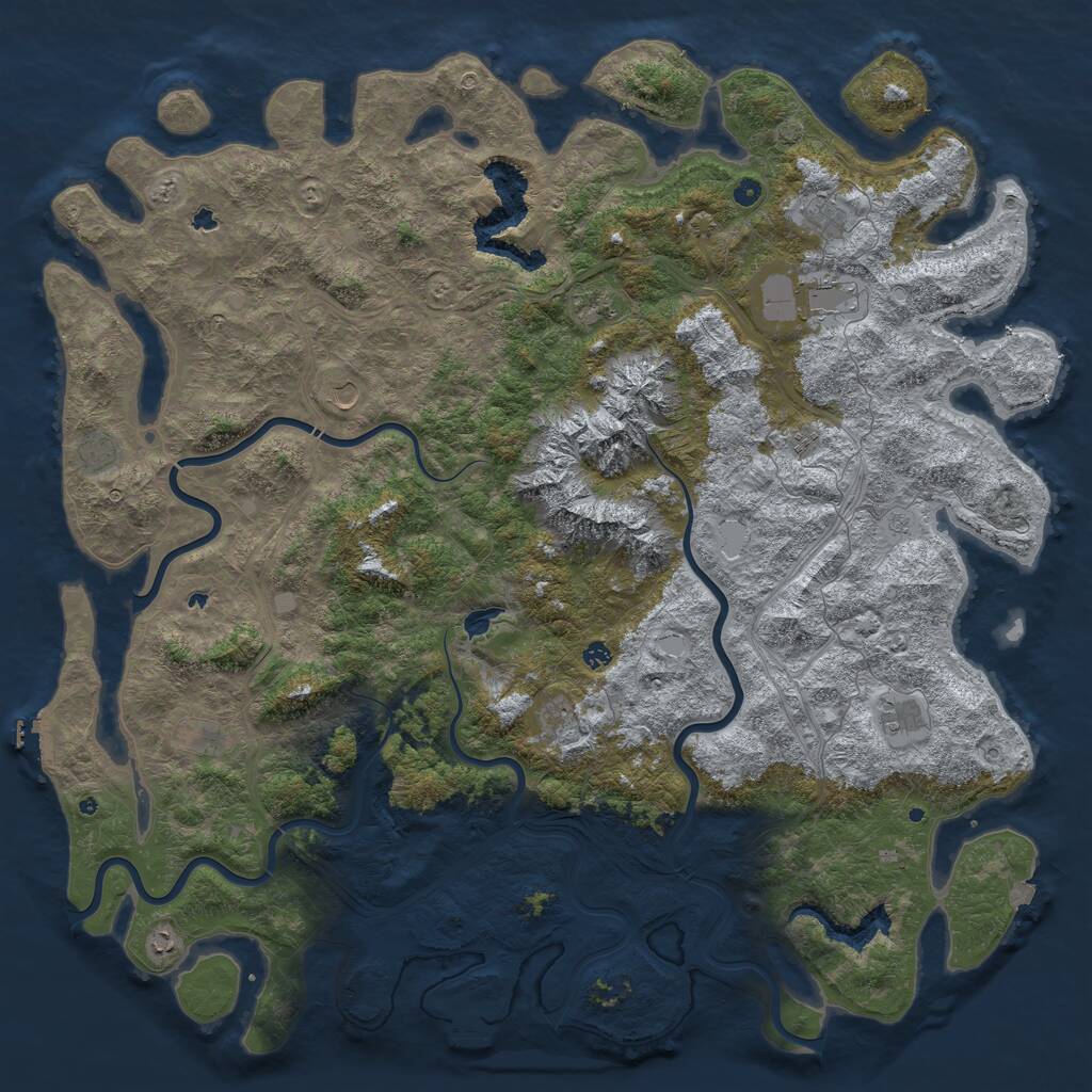 Rust Map: Procedural Map, Size: 6000, Seed: 119963267, 17 Monuments