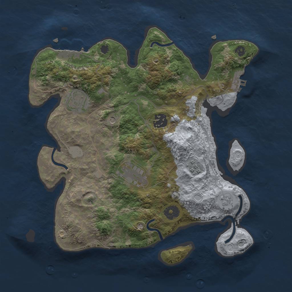 Rust Map: Procedural Map, Size: 3000, Seed: 345932421, 13 Monuments