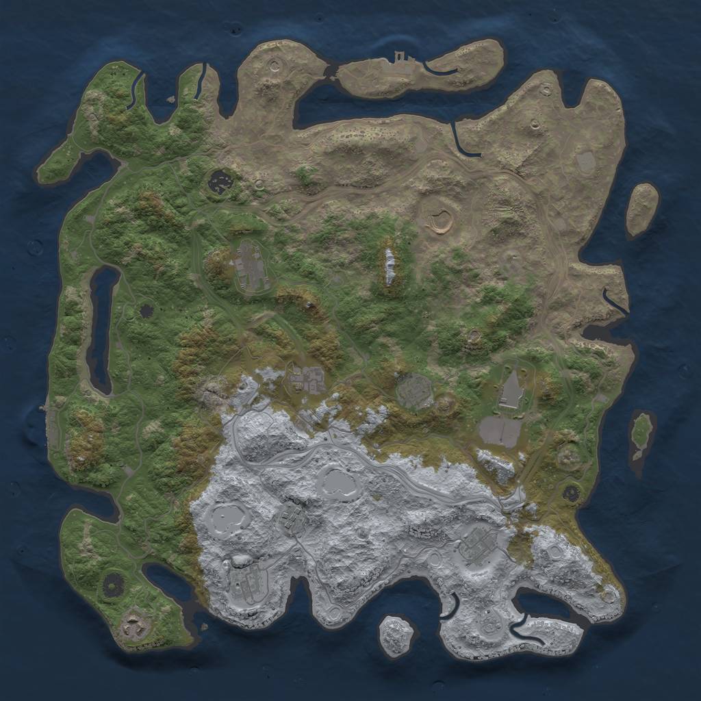 Rust Map: Procedural Map, Size: 4500, Seed: 1298498081, 19 Monuments