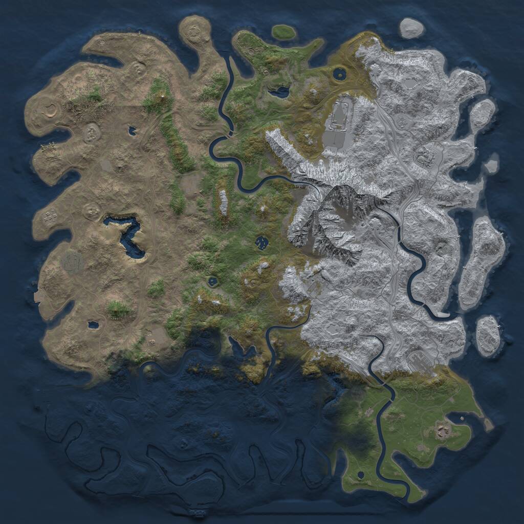 Rust Map: Procedural Map, Size: 6000, Seed: 88823486, 17 Monuments
