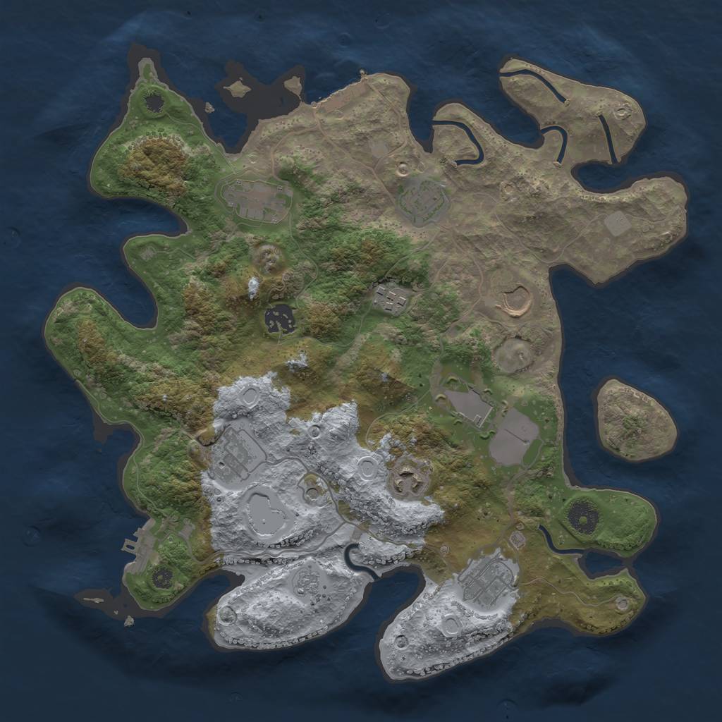 Rust Map: Procedural Map, Size: 3500, Seed: 4359833, 18 Monuments