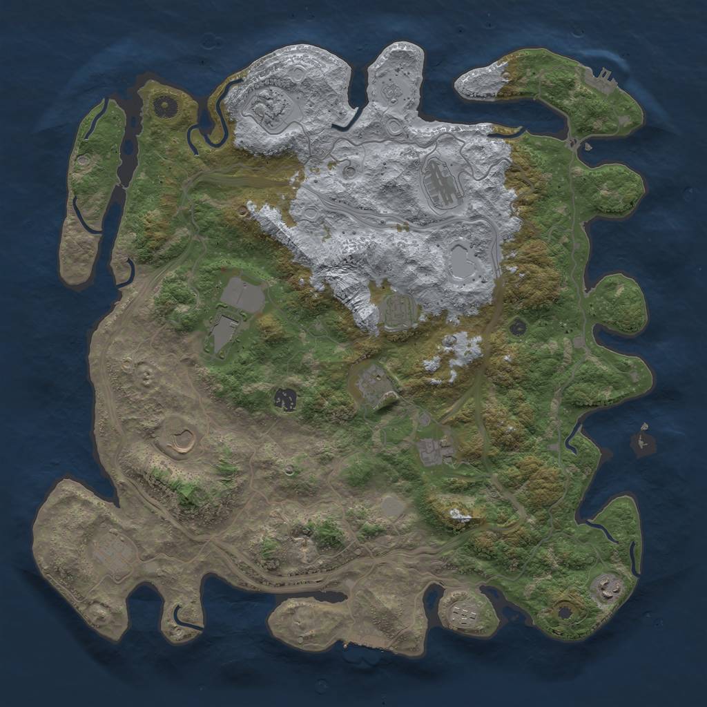 Rust Map: Procedural Map, Size: 4500, Seed: 1093082841, 20 Monuments