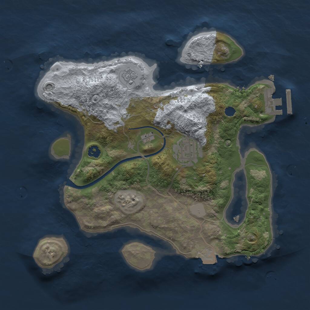 Rust Map: Procedural Map, Size: 2500, Seed: 553047564, 4 Monuments
