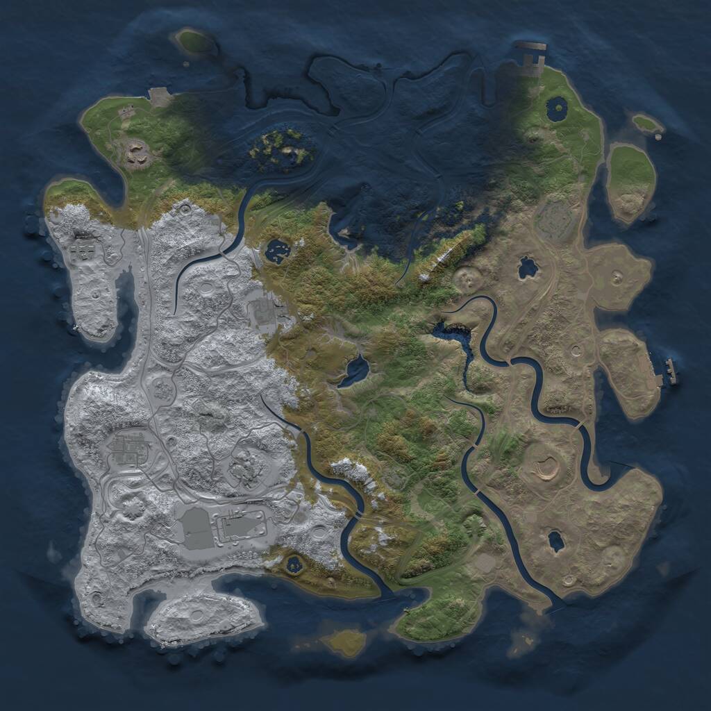 Rust Map: Procedural Map, Size: 4500, Seed: 1469347805, 15 Monuments