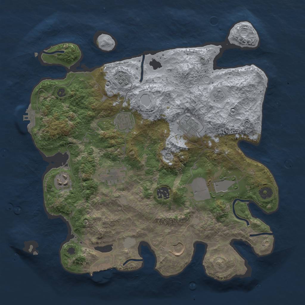 Rust Map: Procedural Map, Size: 3500, Seed: 690461830, 17 Monuments