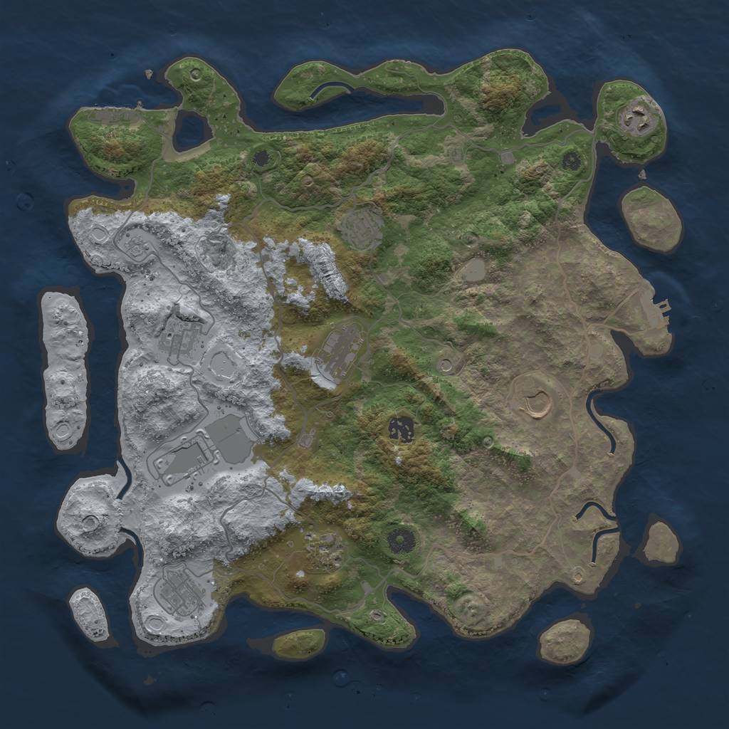 Rust Map: Procedural Map, Size: 4000, Seed: 1789393074, 18 Monuments