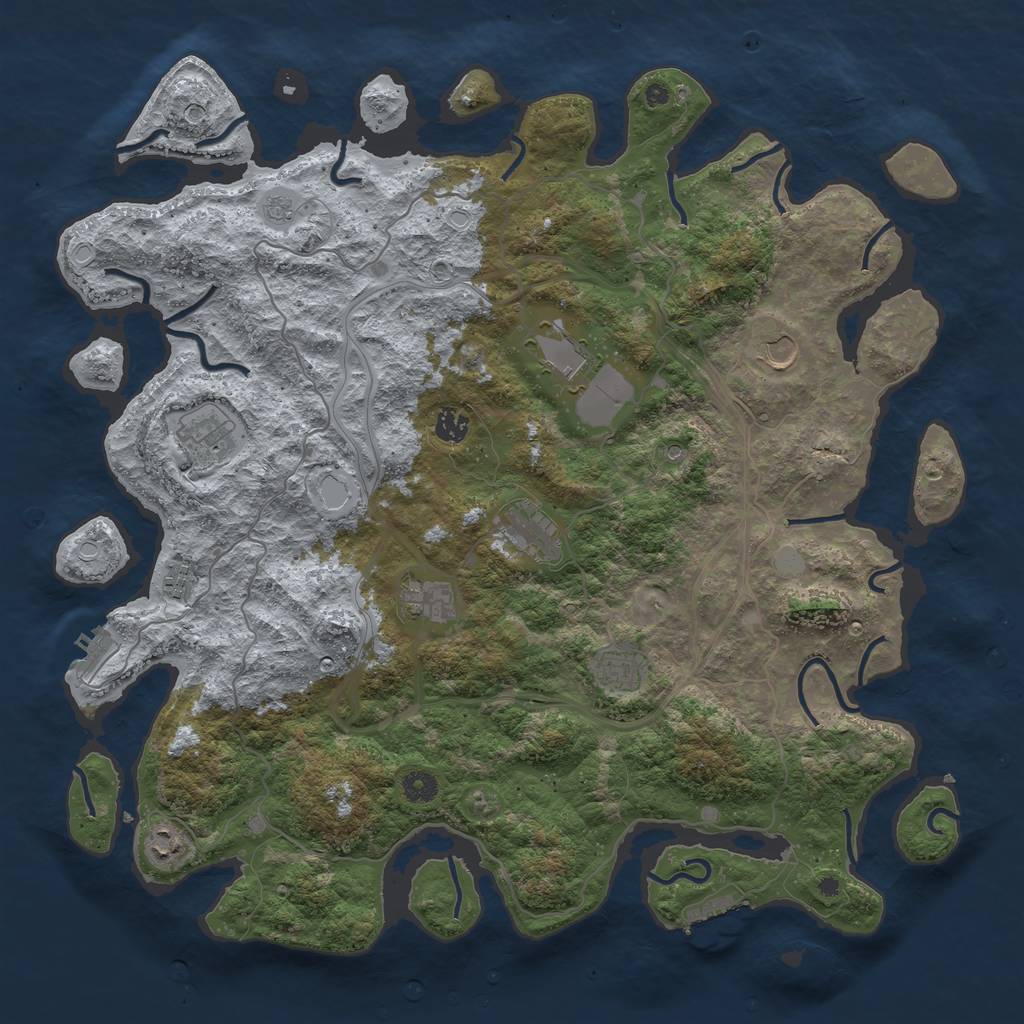 Rust Map: Procedural Map, Size: 4500, Seed: 63316547, 18 Monuments