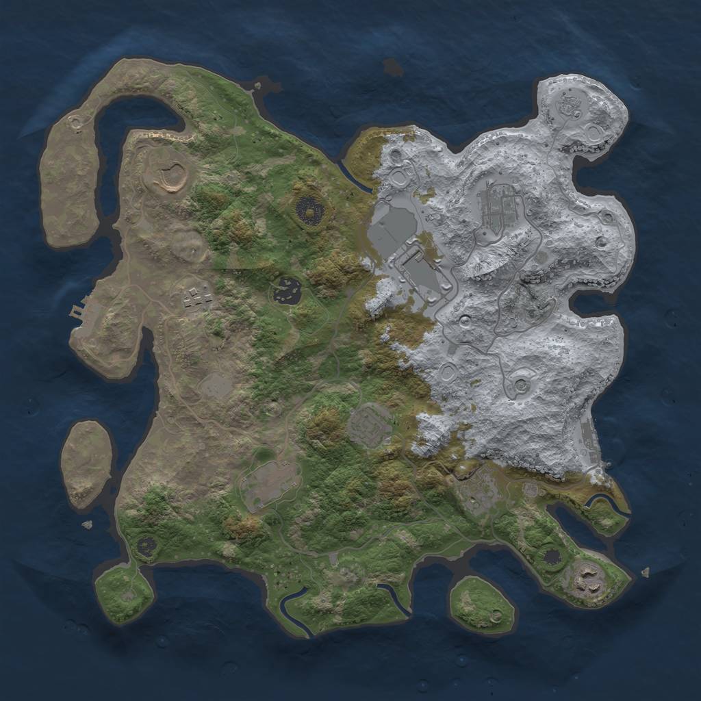 Rust Map: Procedural Map, Size: 3650, Seed: 50648462, 18 Monuments