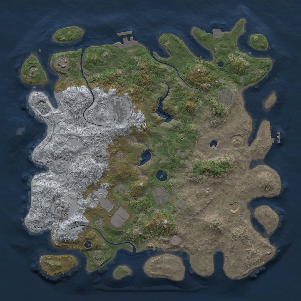 Rust Map: Procedural Map, Size: 4100, Seed: 95358537, 14 Monuments