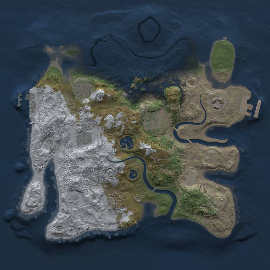 Rust Map: Procedural Map, Size: 3000, Seed: 1223974801, 13 Monuments