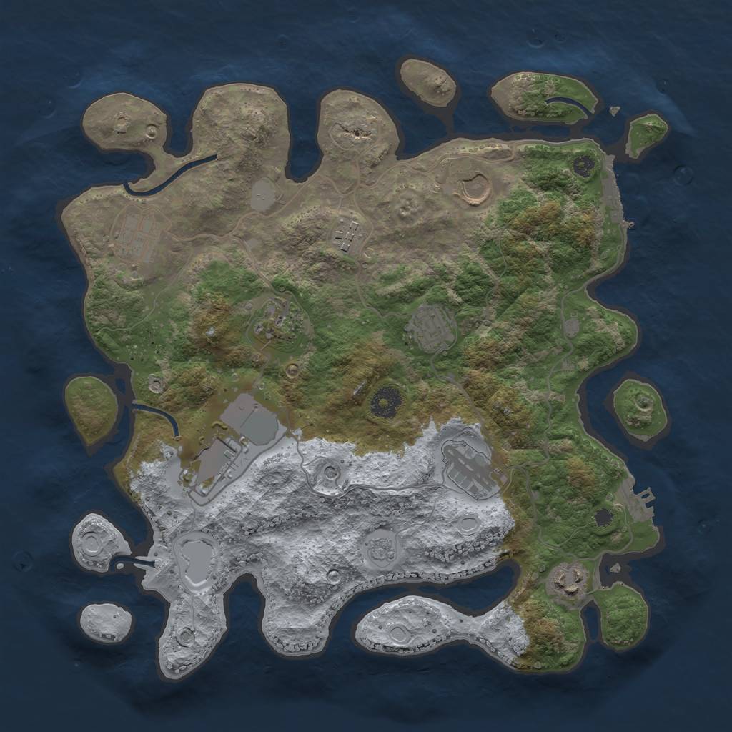 Rust Map: Procedural Map, Size: 3500, Seed: 2135489871, 17 Monuments