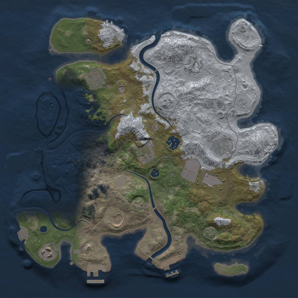 Rust Map: Procedural Map, Size: 3500, Seed: 22345, 15 Monuments