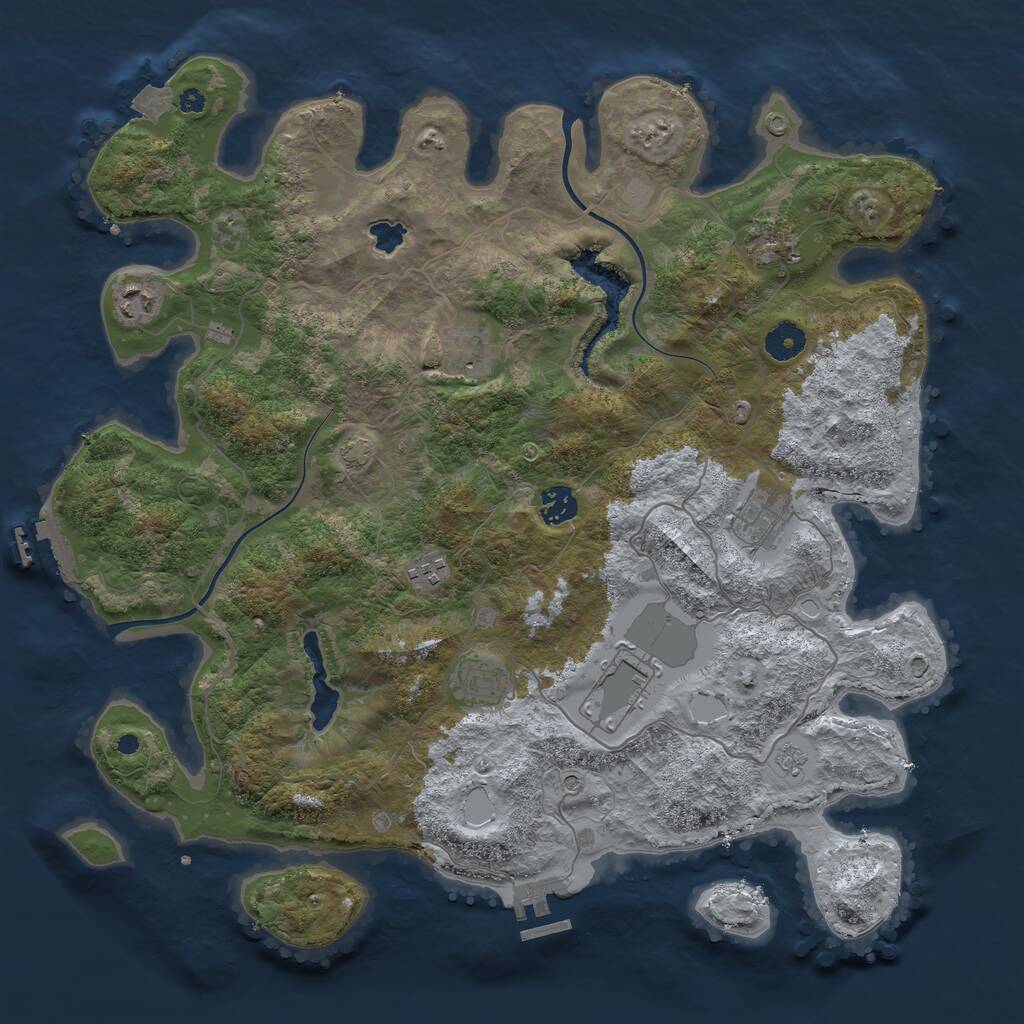 Rust Map: Procedural Map, Size: 4000, Seed: 1036372536, 14 Monuments