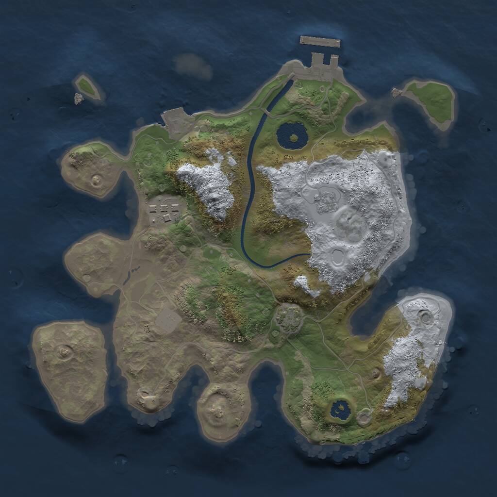 Rust Map: Procedural Map, Size: 2500, Seed: 54979570, 5 Monuments
