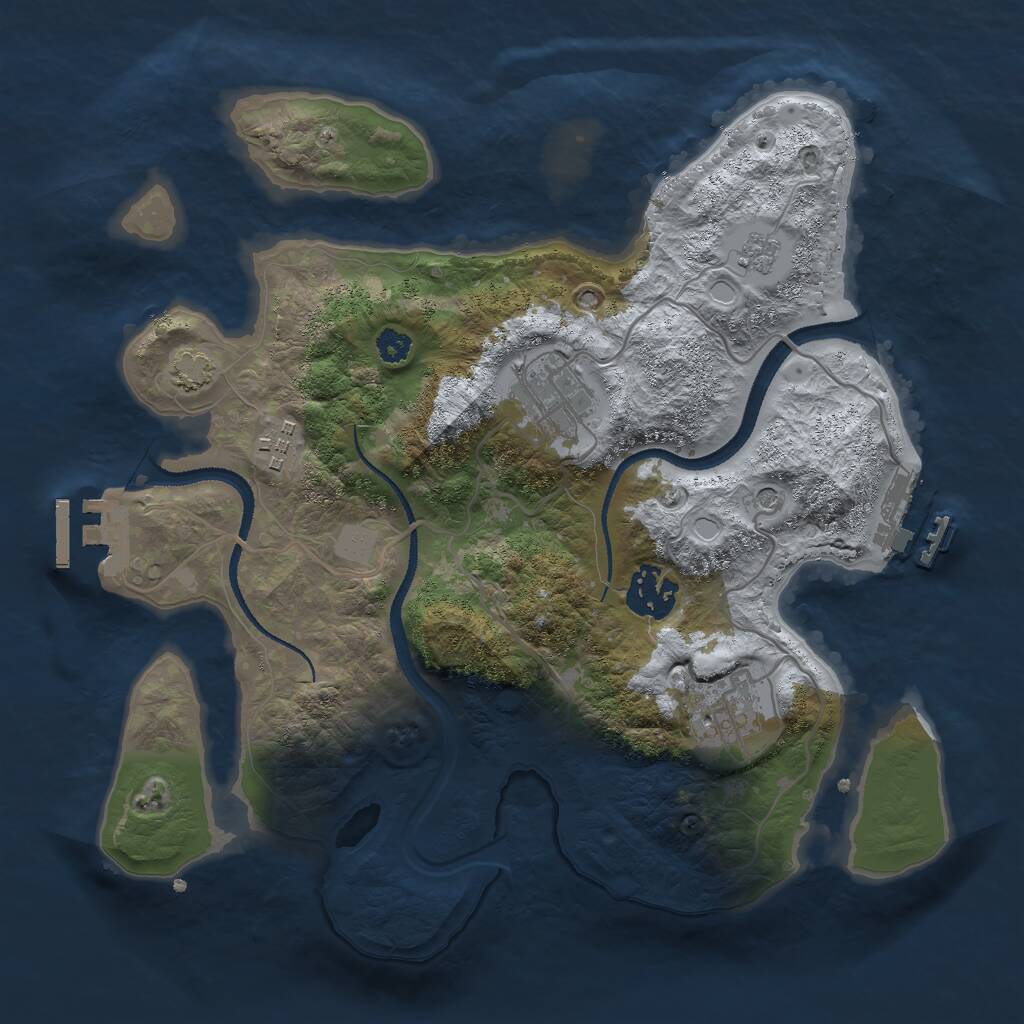 Rust Map: Procedural Map, Size: 3000, Seed: 18645, 10 Monuments