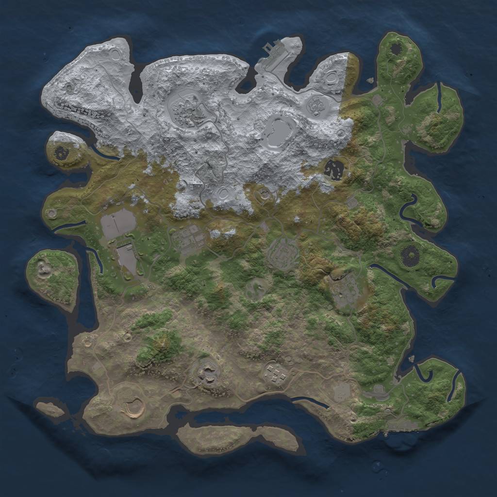 Rust Map: Procedural Map, Size: 3700, Seed: 1158231431, 18 Monuments