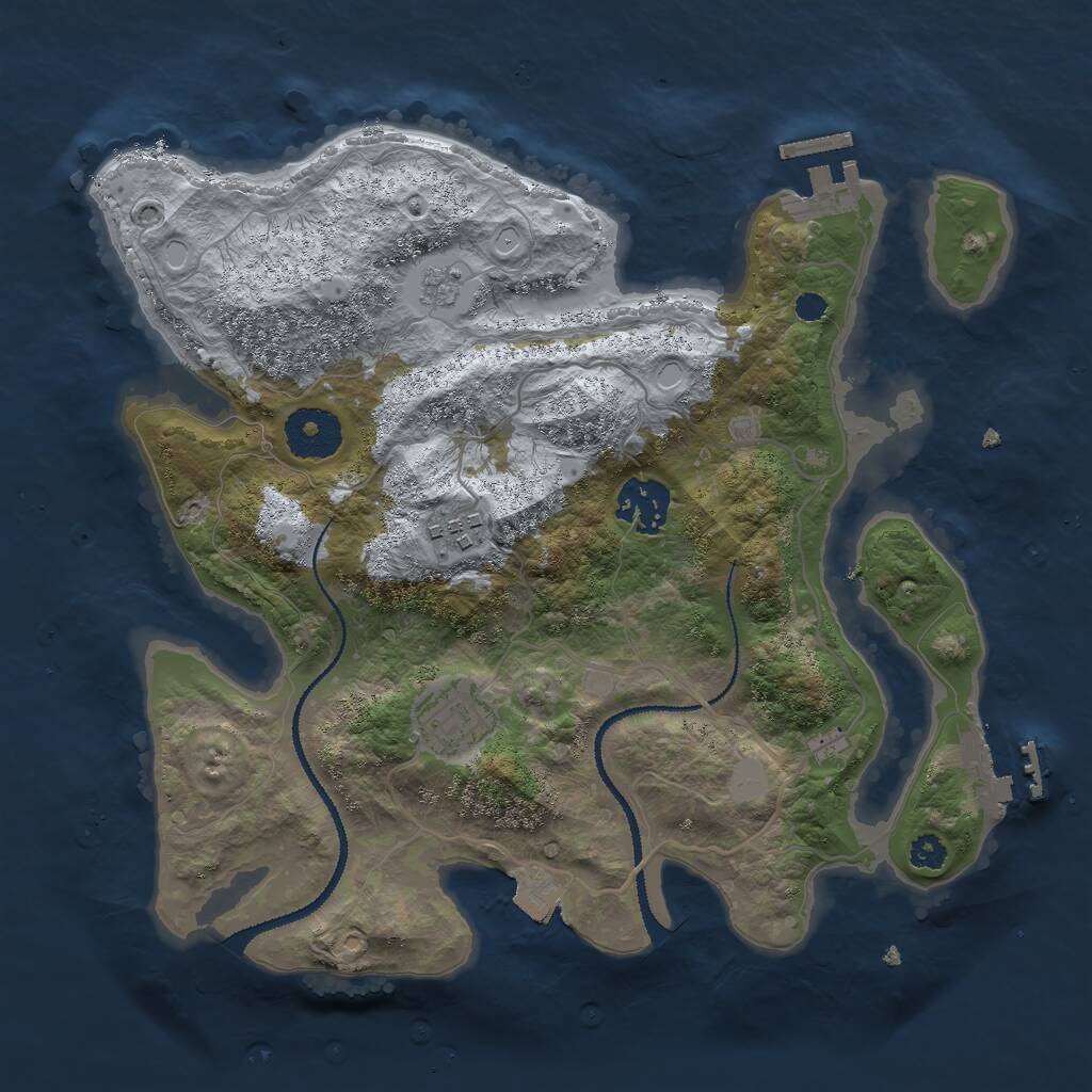 Rust Map: Procedural Map, Size: 3000, Seed: 1910895666, 7 Monuments