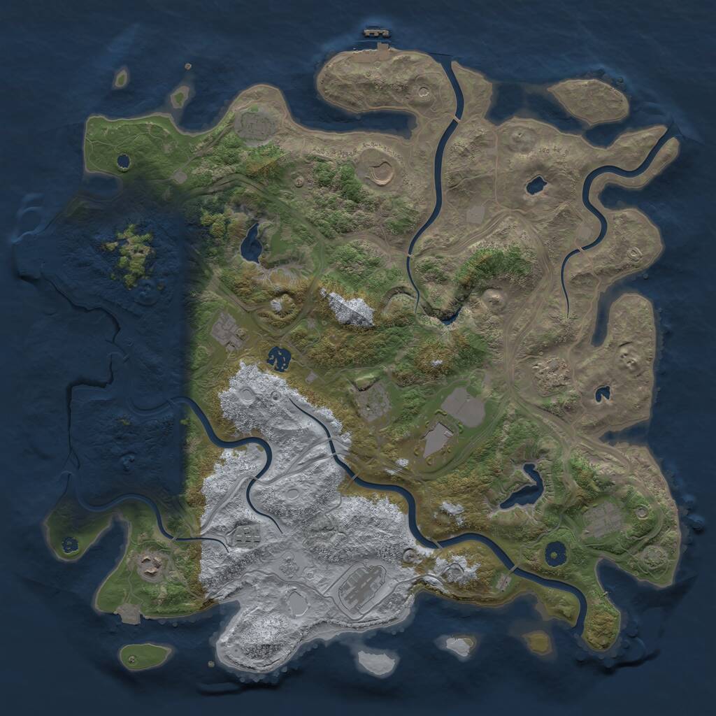 Rust Map: Procedural Map, Size: 4500, Seed: 1216878661, 17 Monuments