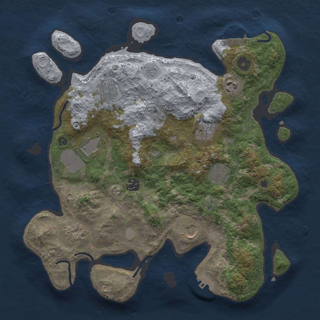 Rust Map: Procedural Map, Size: 3500, Seed: 1888381998, 17 Monuments