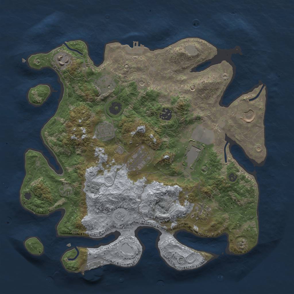 Rust Map: Procedural Map, Size: 3500, Seed: 207682362, 18 Monuments