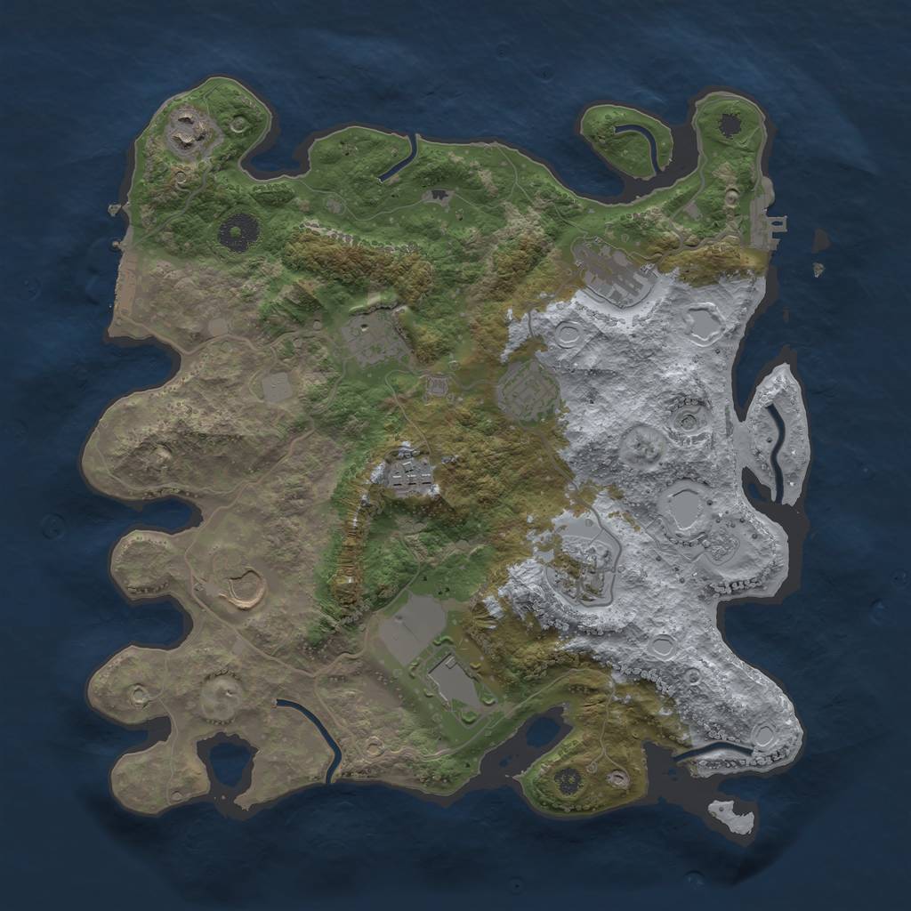 Rust Map: Procedural Map, Size: 3500, Seed: 1459394521, 17 Monuments