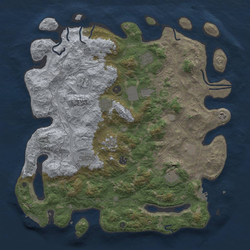 Rust Map: Procedural Map, Size: 4500, Seed: 173720, 19 Monuments