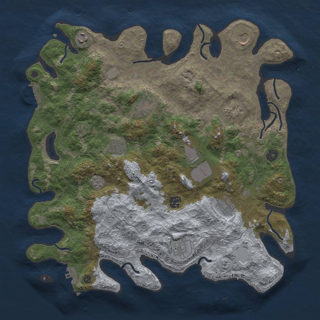 Rust Map: Procedural Map, Size: 4000, Seed: 1377955055, 19 Monuments