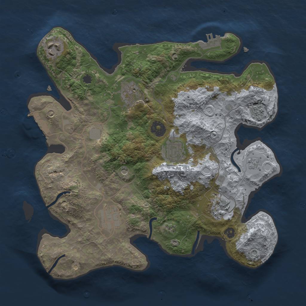 Rust Map: Procedural Map, Size: 3000, Seed: 234567, 15 Monuments